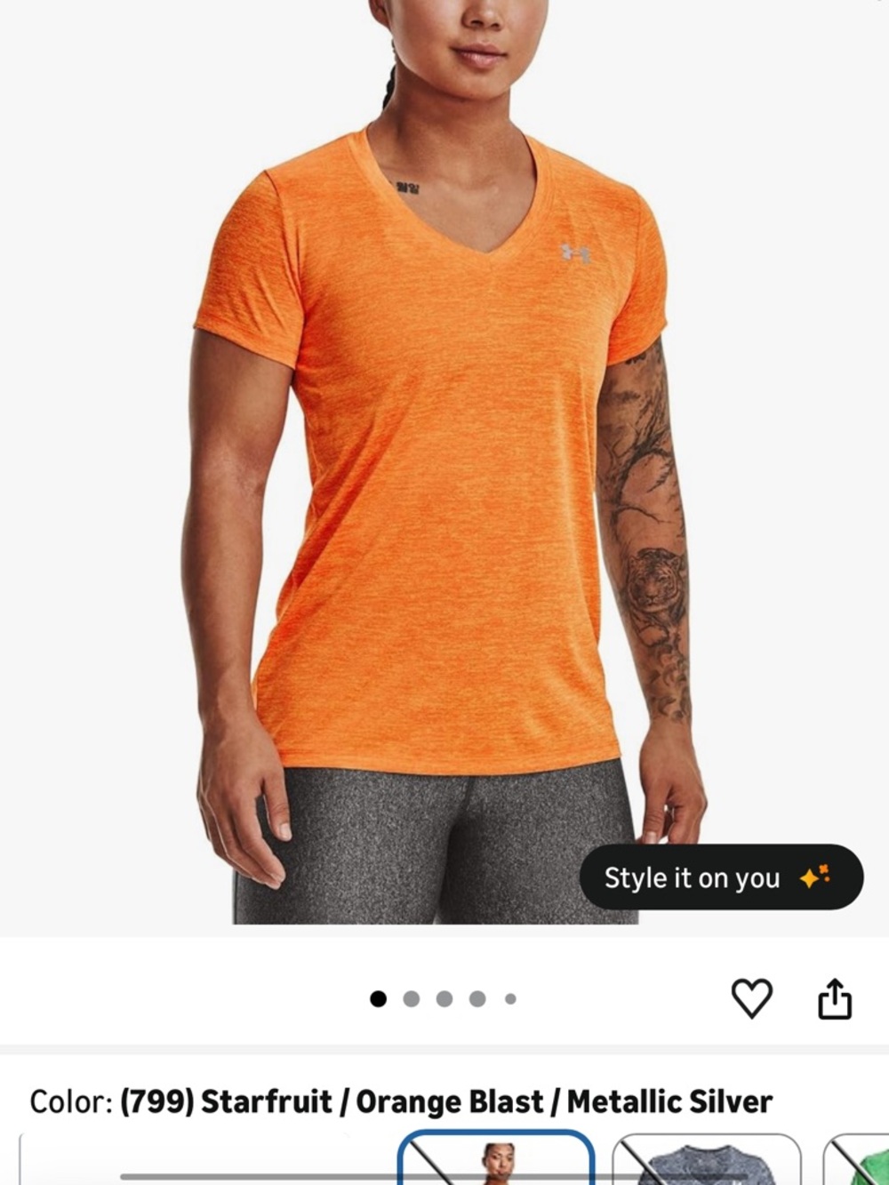 Under Armour Starfruit Orange Blast V-Neck Performance Tee